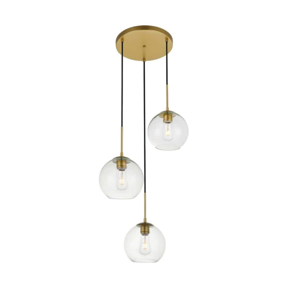 Living District - Baxter 3 Lights Brass Pendant With Clear Glass - Brass And Clear price history on PriceWatchPro