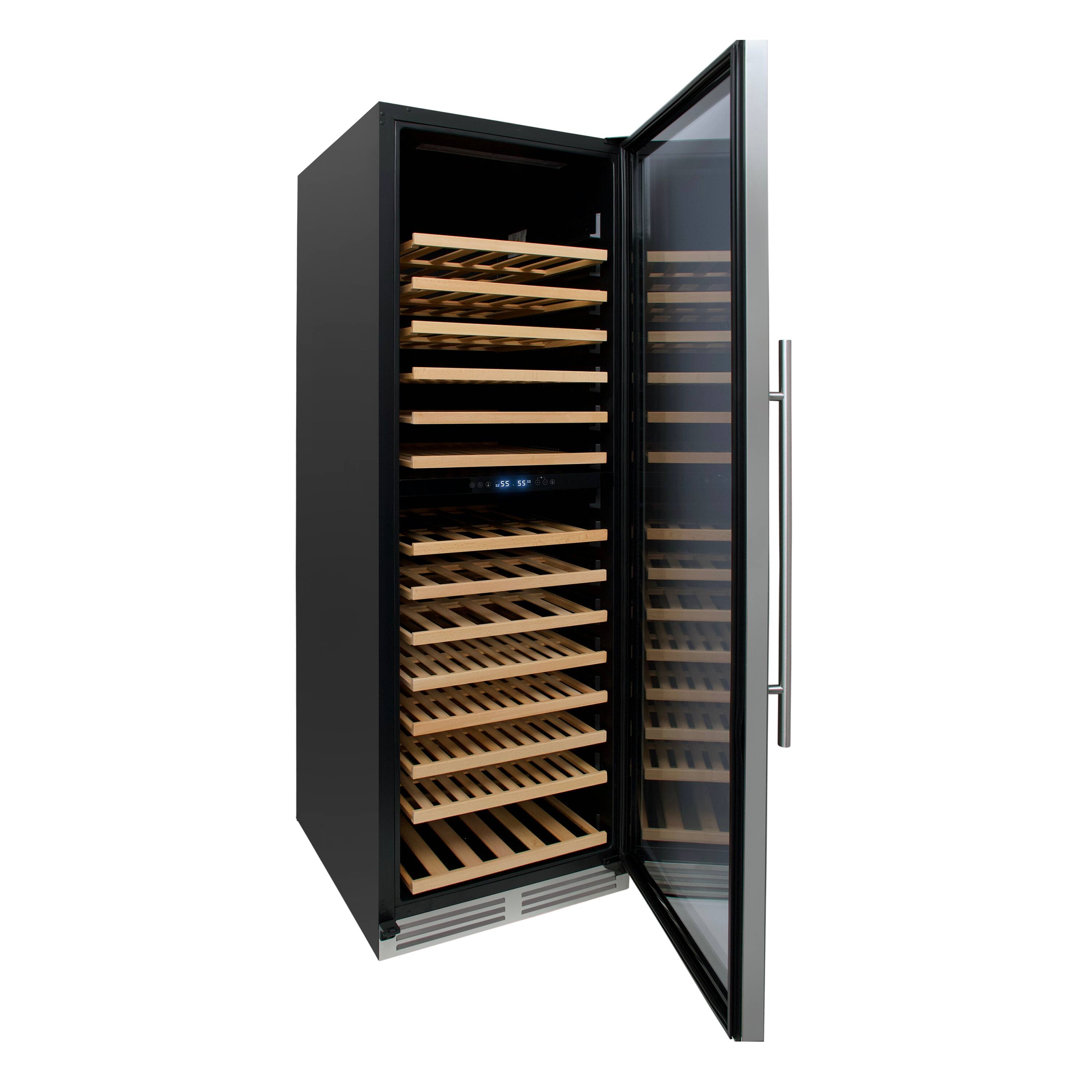 Left. Avanti - Avanti Designer Series 163 Bottle Dual-Zone Wine Cooler​ - Steel/Black.