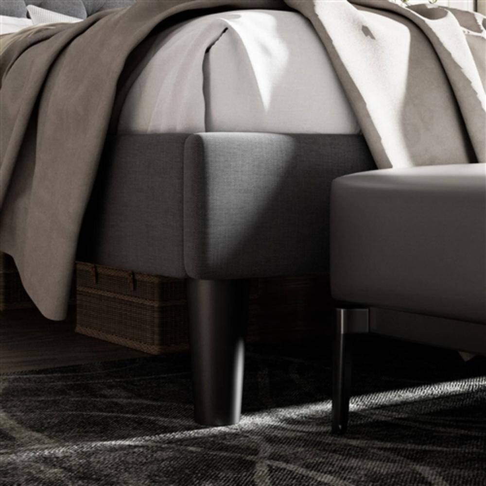 Alt View 1. Hivvago - King Black Linen Upholstered Platform Bed Frame with Button-Tufted Headboard - Black.