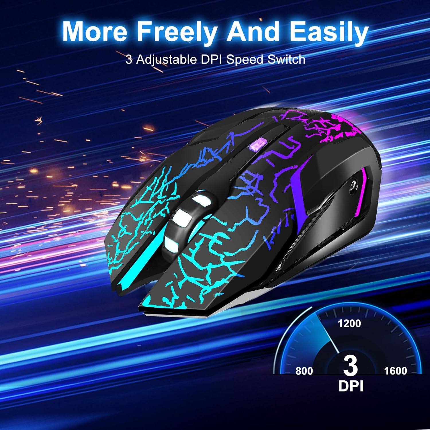 Core Tech Wireless Gaming Mouse Rechargeable with USB Receiver