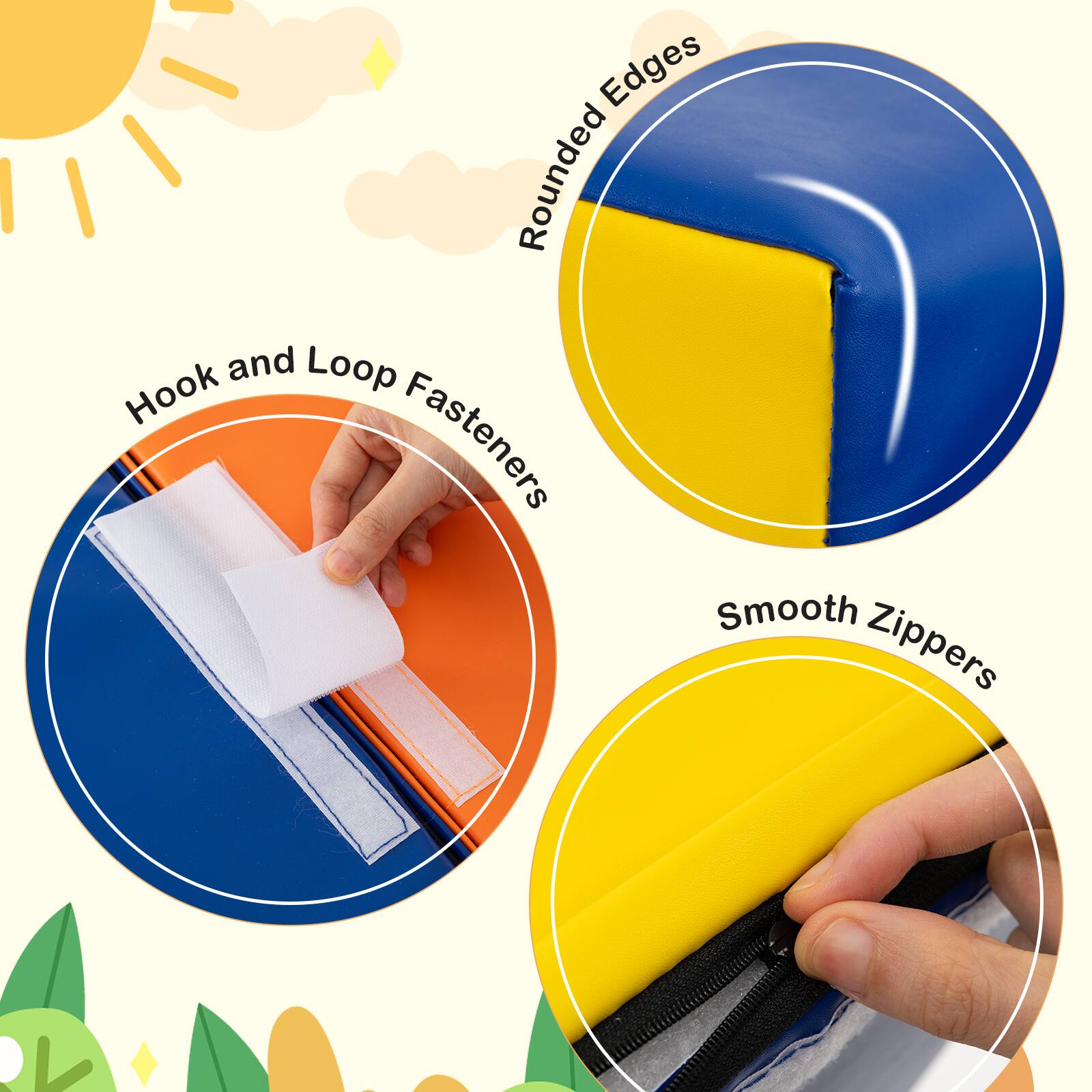 Edges Rounded and Loop Hook Fasteners Smooth Zippers