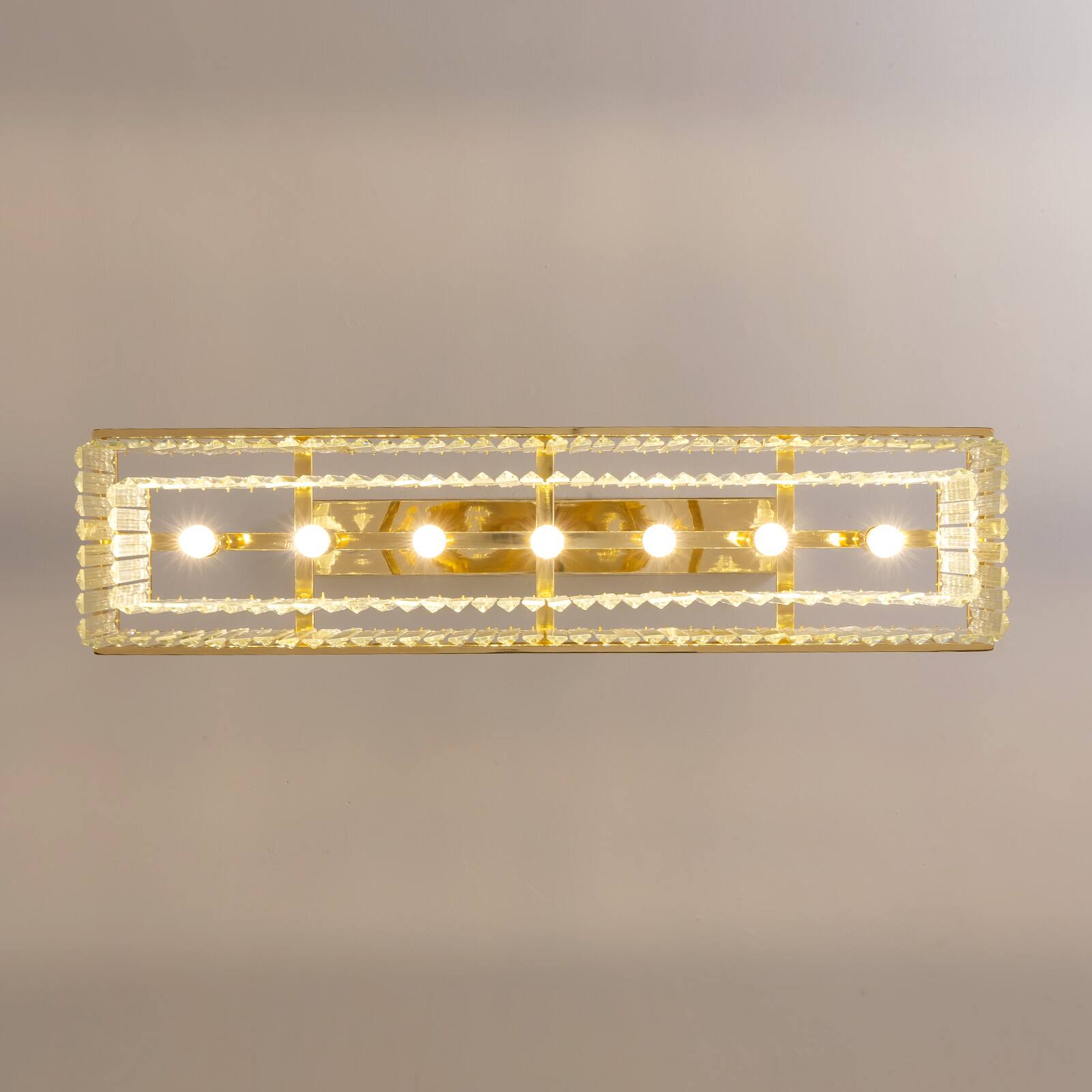 Alt View 8. Siljoy - 40-inch 7 Light Gold Crystal Linear Chandelier with Adjustable Chain for Dining Room and Kitchen Island - Gold.