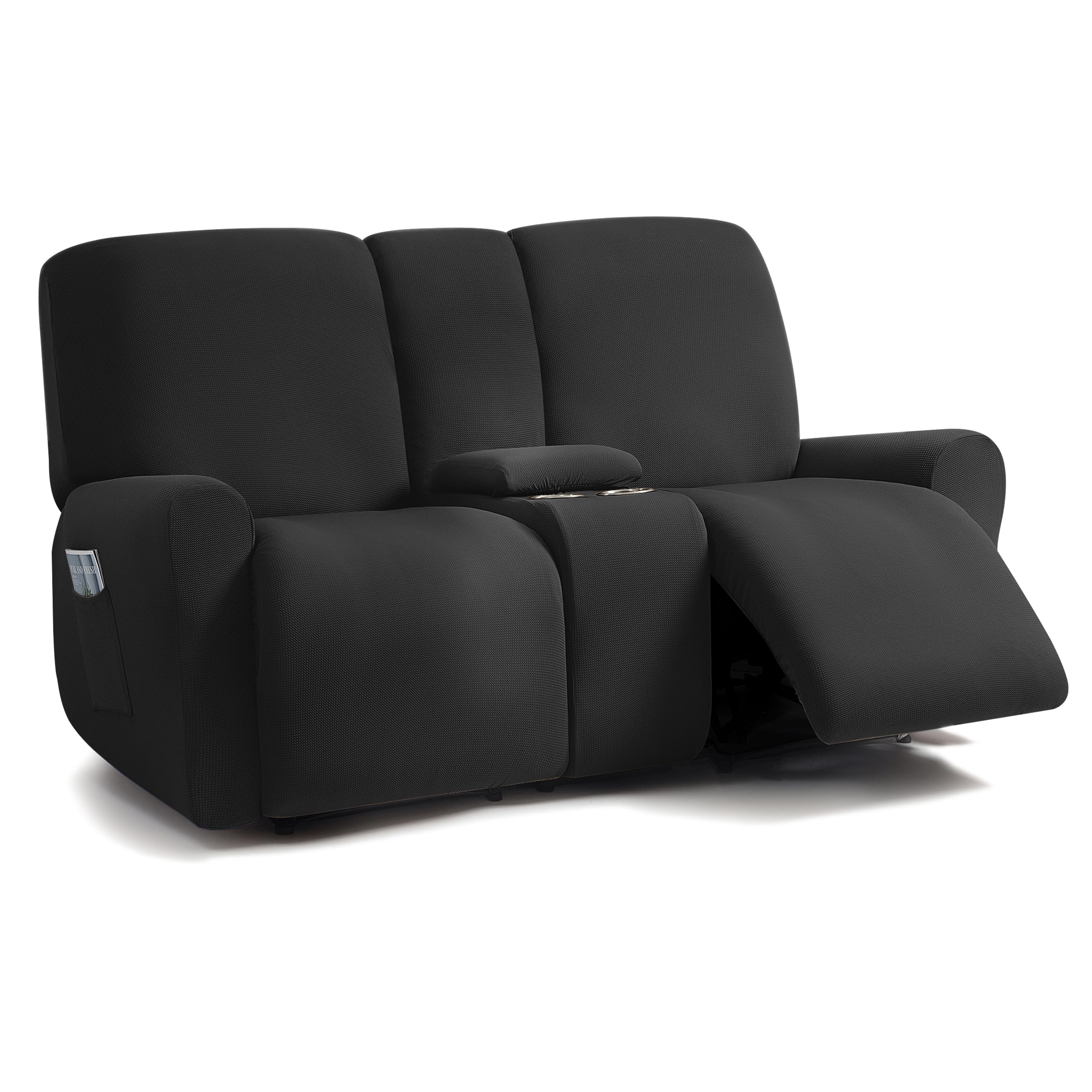 Black Loveseat With Console Recliner Slipcover