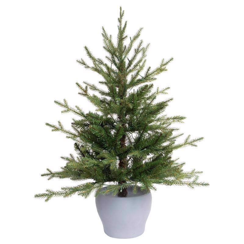 Angle. Celebrations - Celebrations 3 ft. Full LED 50 ct Fraser Fir Potted Color Changing Porch Bush - Green.