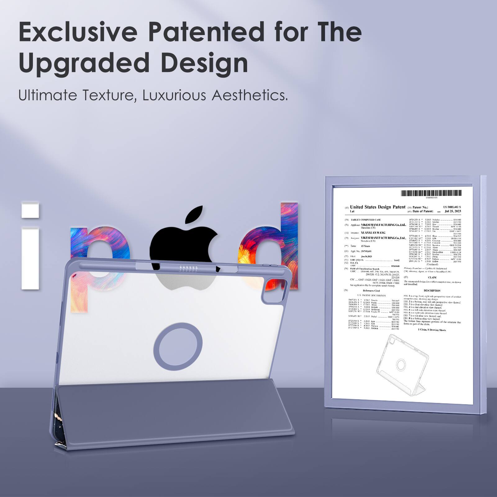 Exclusive Patented for The Upgraded Design  
Ultimate Texture, Luxurious Aesthetics.

United States Design Patent  
Patent No. D898,355  
Date of Patent: July 25, 2023  
Inventor: [Name Redacted]  
Assignee: [Name Redacted]  
Design for: [Product Name Redacted]  
[Additional details and diagrams]