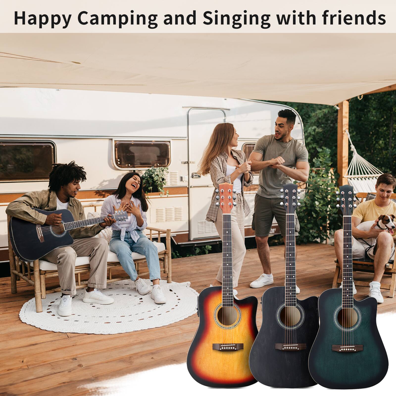 Happy Camping and Singing with friends