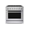 Front. Hauslane - HausPro 36 in. 6 Burners Gas Range in Stainless Steel with 20,000 BTU and Convection Oven with 5 Rack Positions - Stainless Steel.