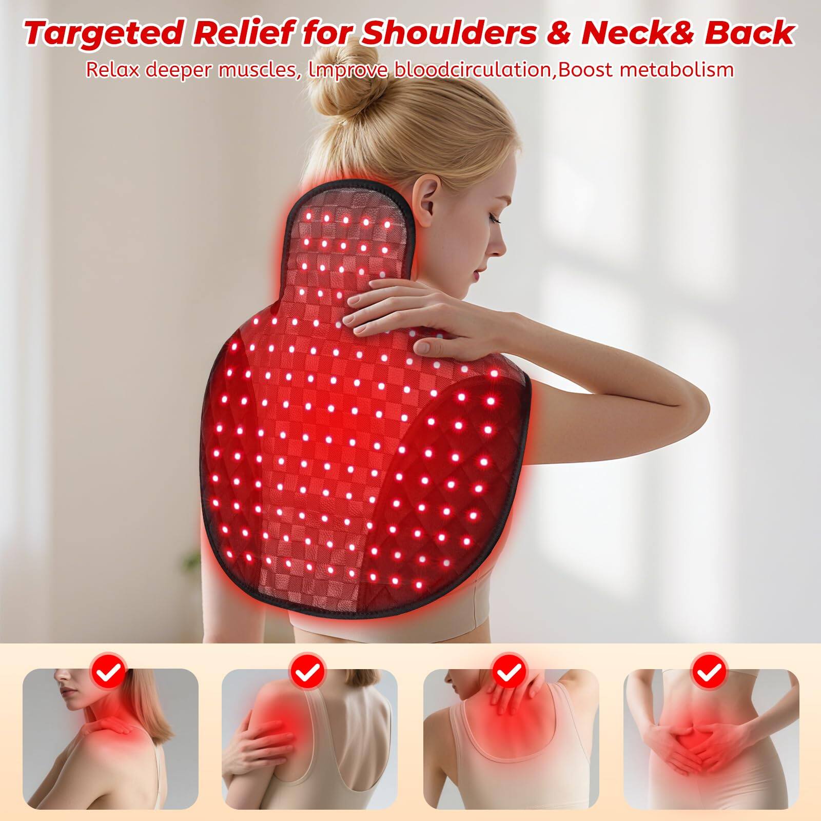 Targeted Relief for Shoulders & Neck & Back  
Relax deeper muscles, Improve blood circulation, Boost metabolism