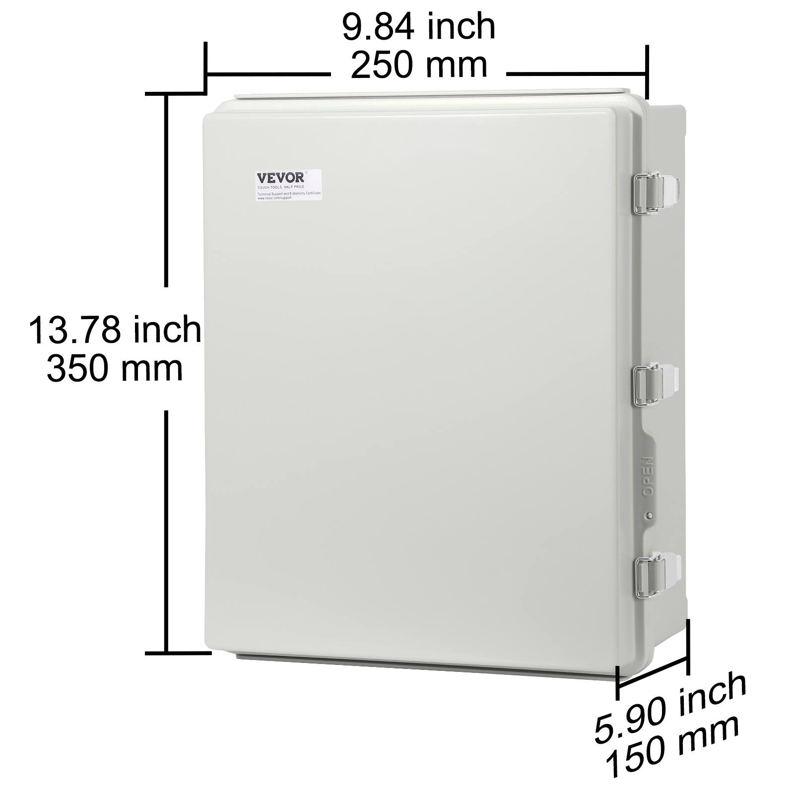 9.84 inch 250 mm  
13.78 inch 350 mm  
5.90 inch 150 mm