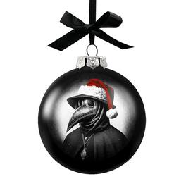 OrnamentallyYou - Plague Doctor Christmas Spooky Portrait Glass Ornament Black Horror Halloween Tree Decoration - Multi-colored