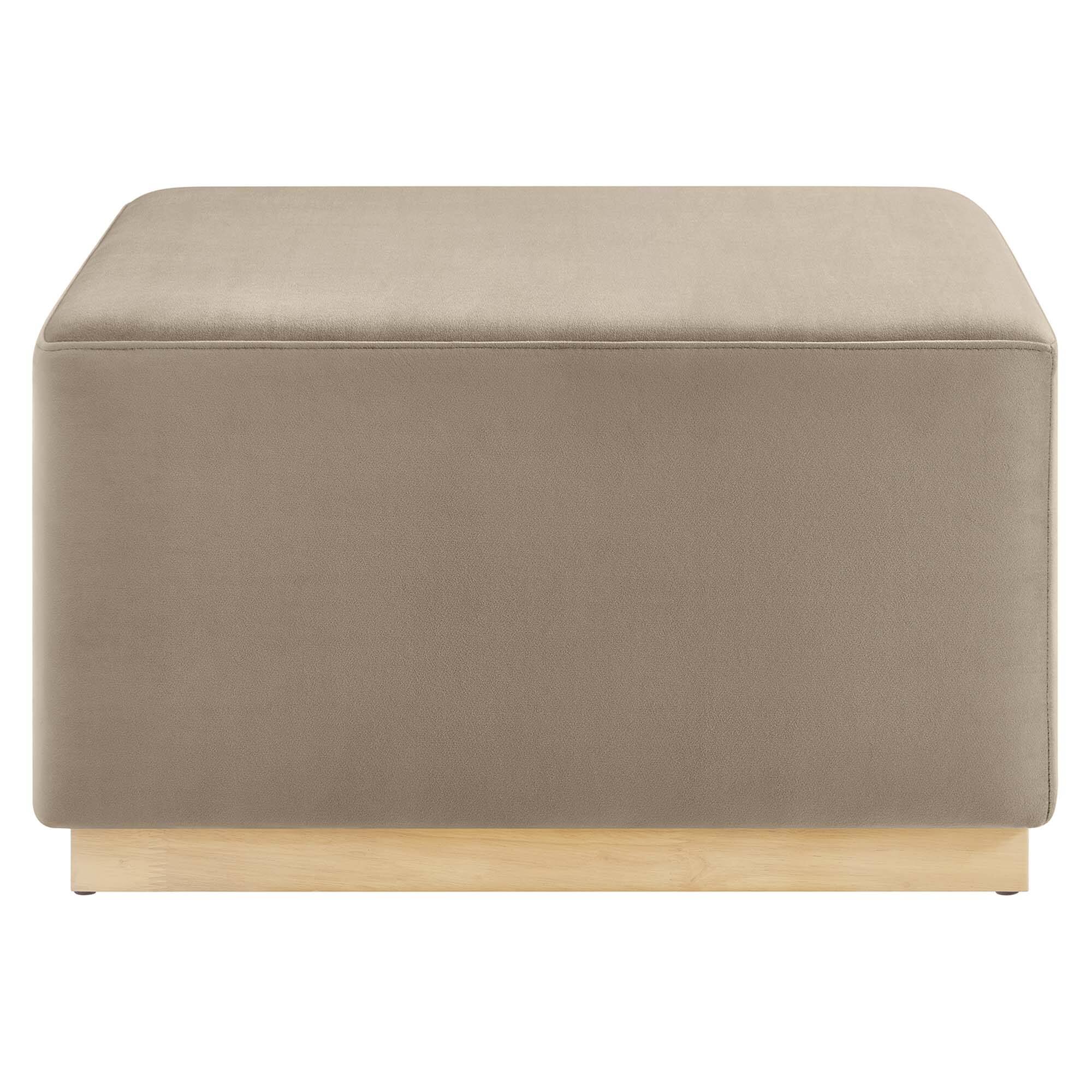 Alt View 4. Modway - Tilden Large 28" Square Performance Velvet Upholstered Ottoman by Modway - Taupe Natural.