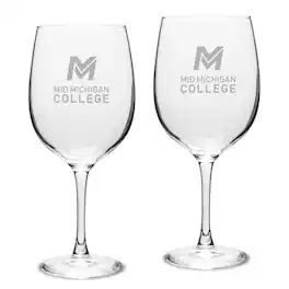 Jardine - Mid Michigan College 19oz. 2-Piece Traditional Robusto Red Wine Table Glass Set - Multicolor