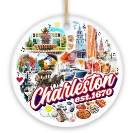 OrnamentallyYou - Historically Vibrant Charleston Ornament Coastal City South Carolina Christmas Gift Circle - Multi-colored