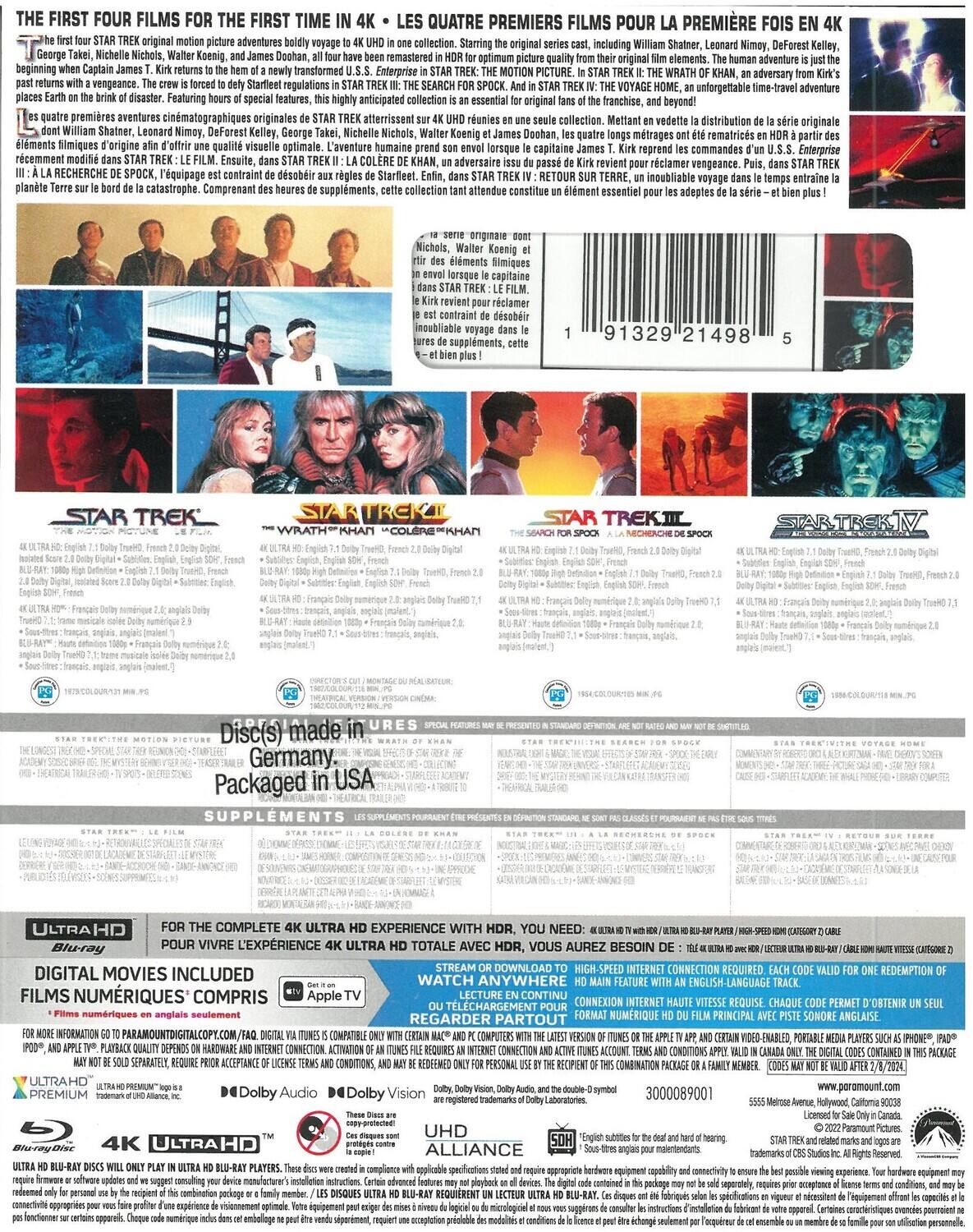 Alt View 1. Star Trek: The Original 4-Movie Collection   - 4K Blu-Ray.