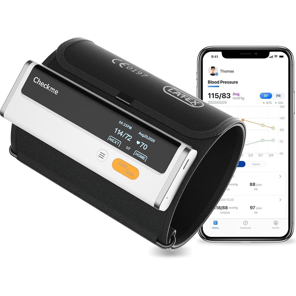 RTMB - Bluetooth Upper Arm Blood Pressure Monitor, Wireless Cuff, App Reports - White