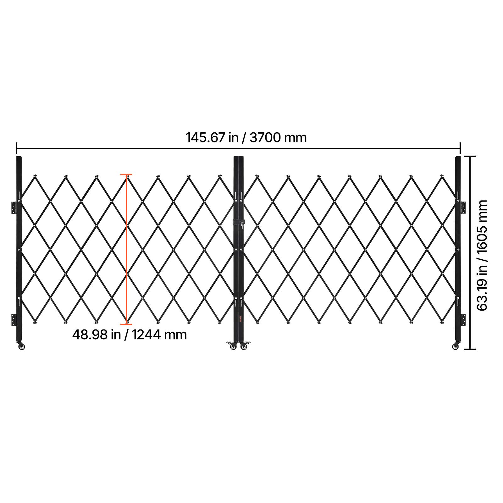 145.67 in / 3700 mm  
48.98 in / 1244 mm  
63.19 in / 1605 mm