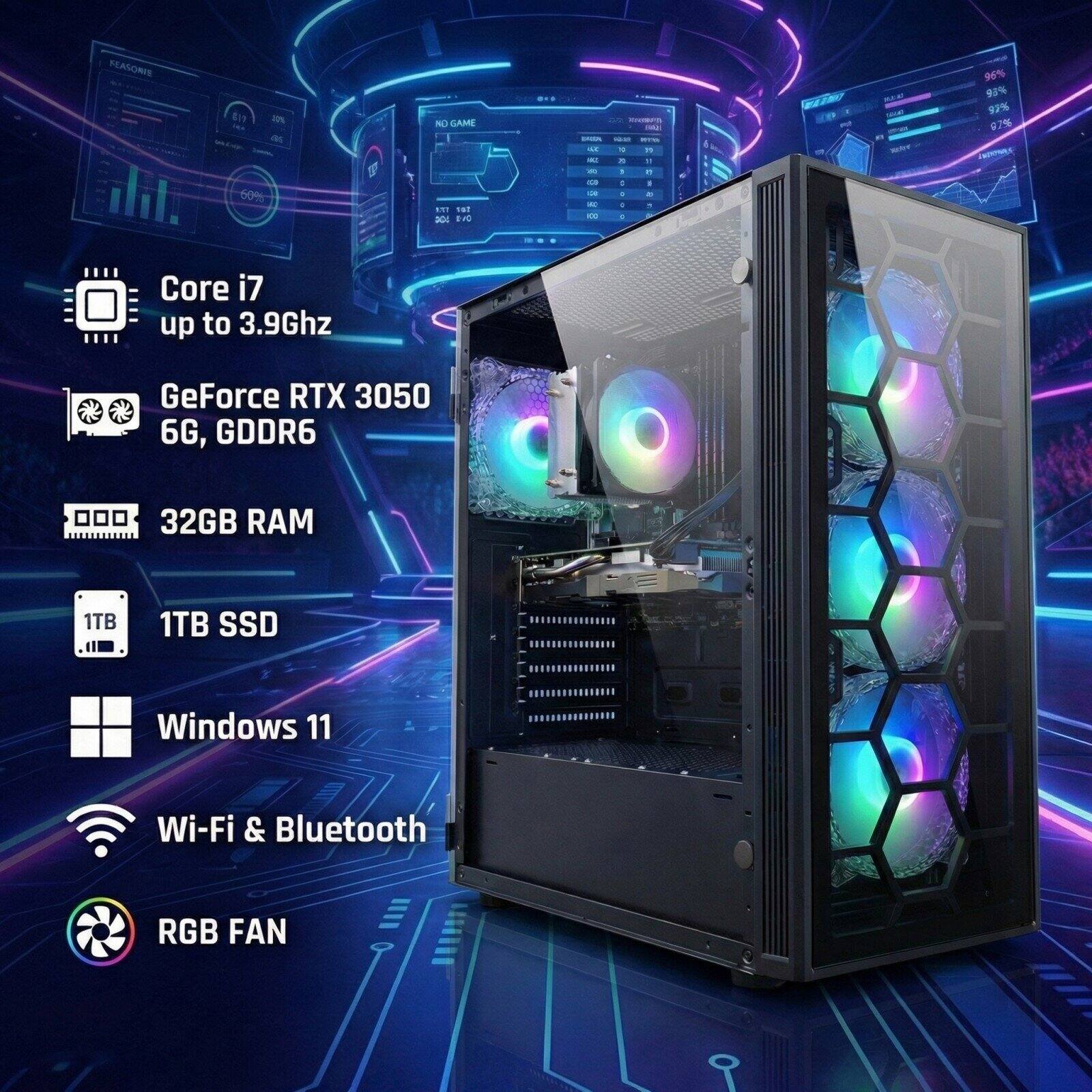 SASORIE 81 10% as 60% 5 NO CAM 1 1a 2 tn - FE - - - - - - - - . - + + + I n - - . - - - 96% 9% 92% 07%  
Core i7 up to 3.9Ghz  
GeForce RTX 3050 6G, GDDR6  
32GB RAM  
1TB SSD  
Windows 11  
Wi-Fi & Bluetooth  
RGB FAN