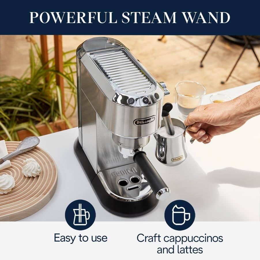POWERFUL STEAM WAND  
DeLonghi DEDICA  
Easy to use  
Craft cappuccinos and lattes