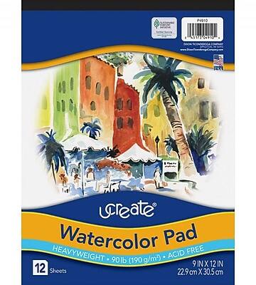 P4910  
43173  
Create Watercolor Pad  
HEAVYWEIGHT ACID FREE  
90lb (190g/m²)  
9 IN X 12 IN (22.9 cm X 30.5 cm)  
12 Sheets