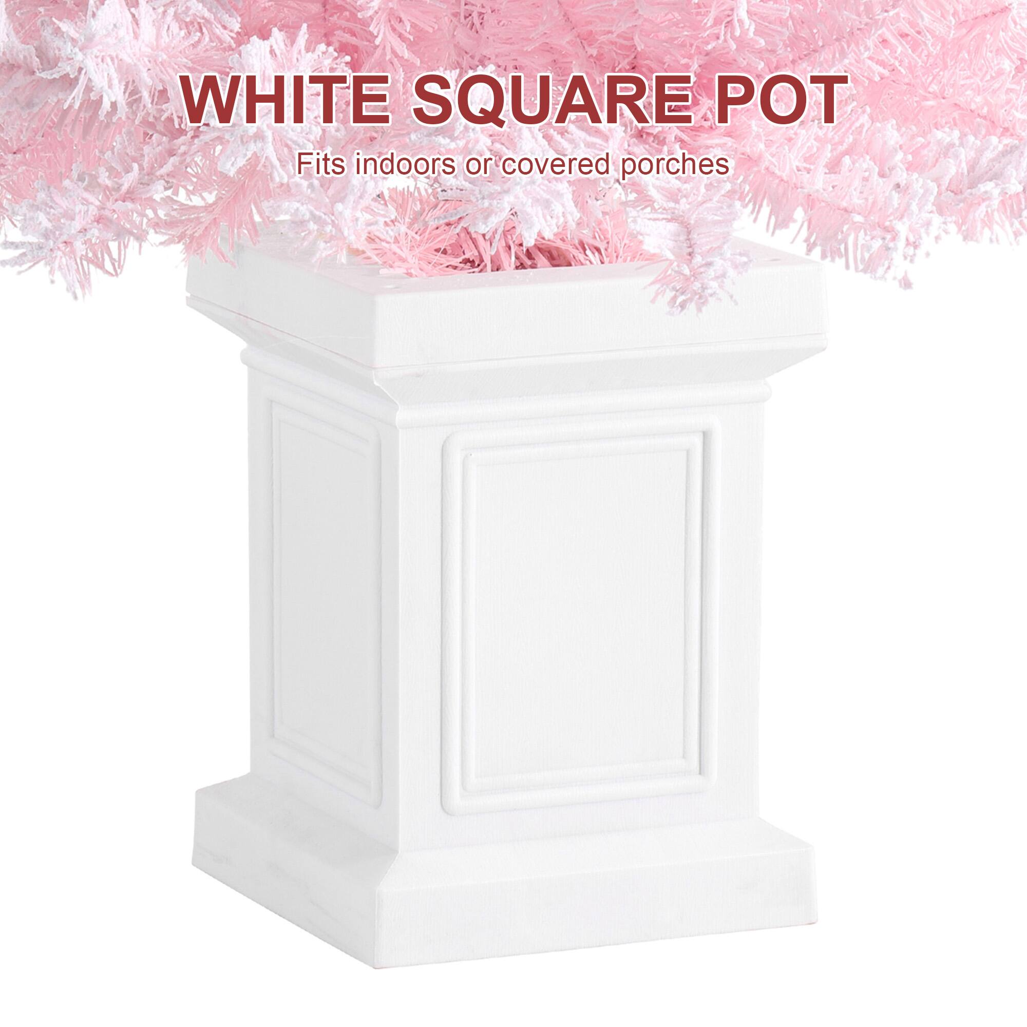 WHITE SQUARE POT  
Fits indoors or covered porches
