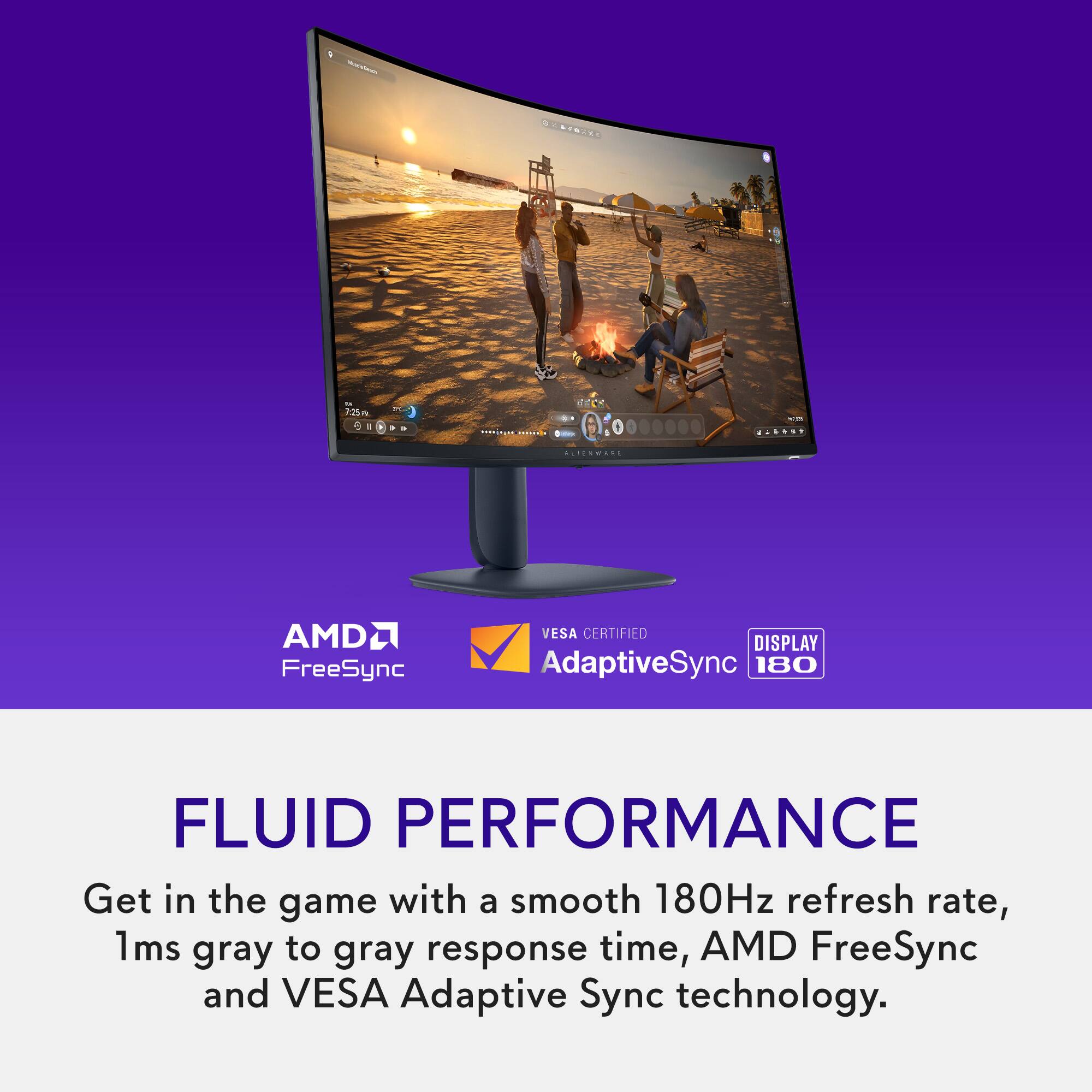 Fluid Performance: Get in the game with a smooth 180Hz refresh rate, 1ms gray to gray response time, AMD FreeSync and VESA Adaptive Sync technology.