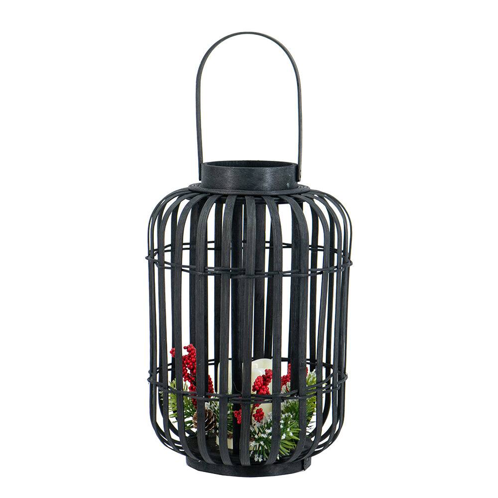 Alt View 5. Boyel Living - Black Bamboo Lantern with White LED Candle.