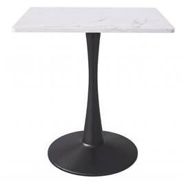 LeisureMod - Bristol 31" Square Kitchen Table, Top, Black Base, Modern Dining Table for Small Spaces - White