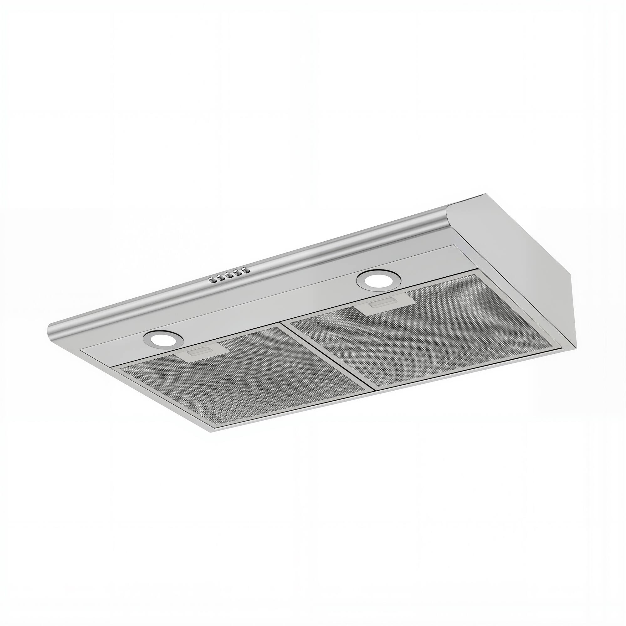 Angle. Breezary - 30 inches - Convertible - Under cabinet Range Hood with 3-Speed Fan - Silver.
