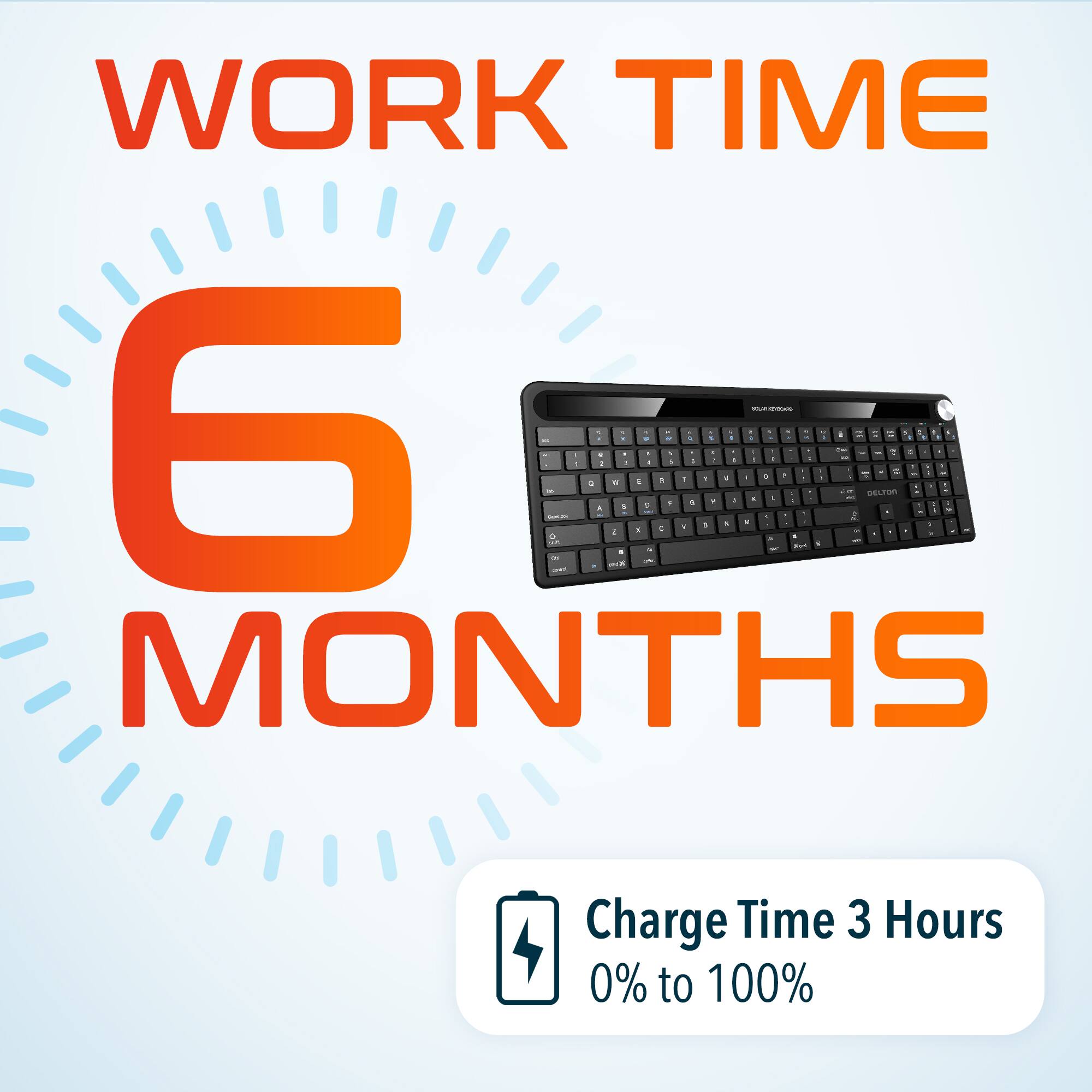 WORK TIME 6 MONTHS Charge Time 3 Hours 0% to 100%