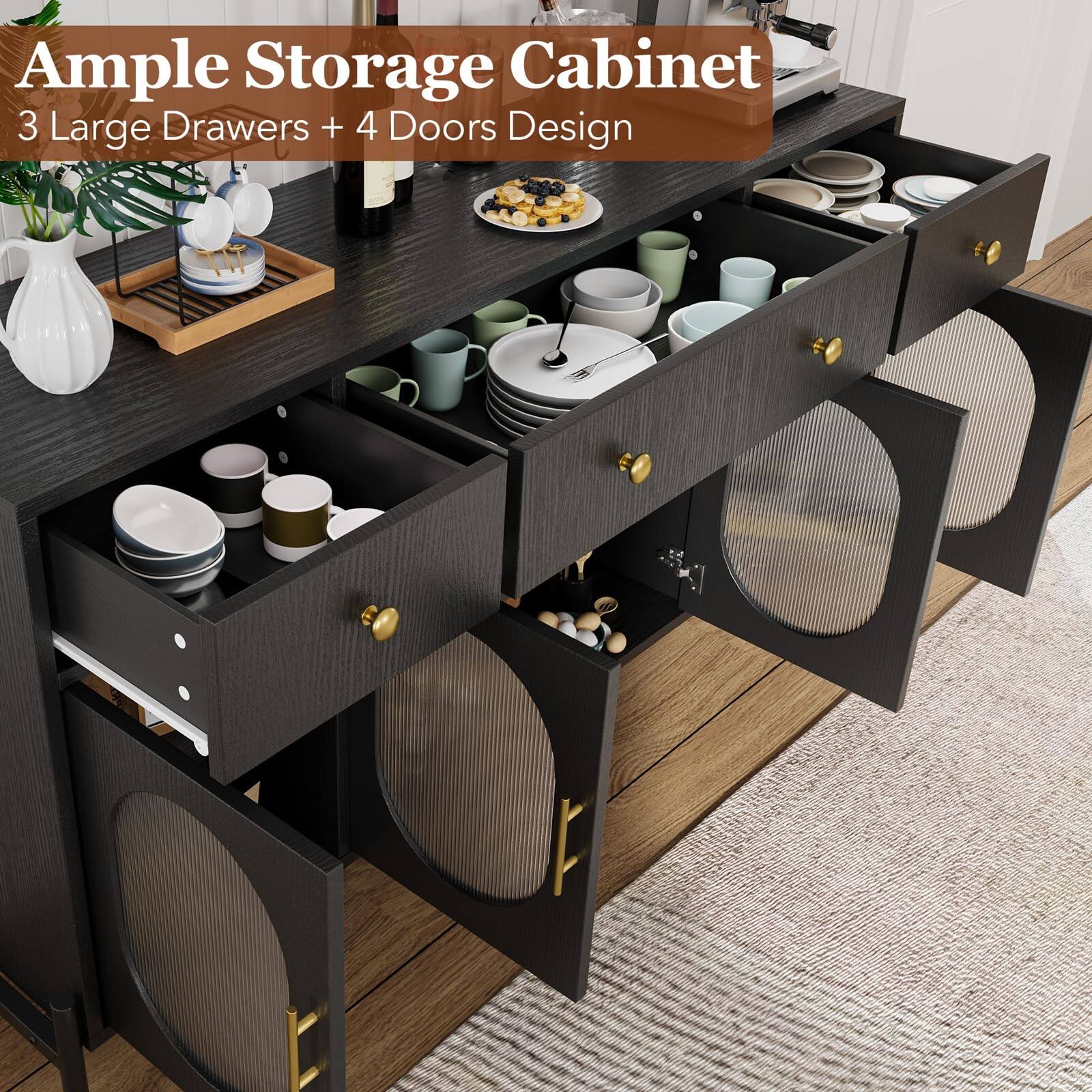 Ample Storage Cabinet  
3 Large Drawers + 4 Doors Design
