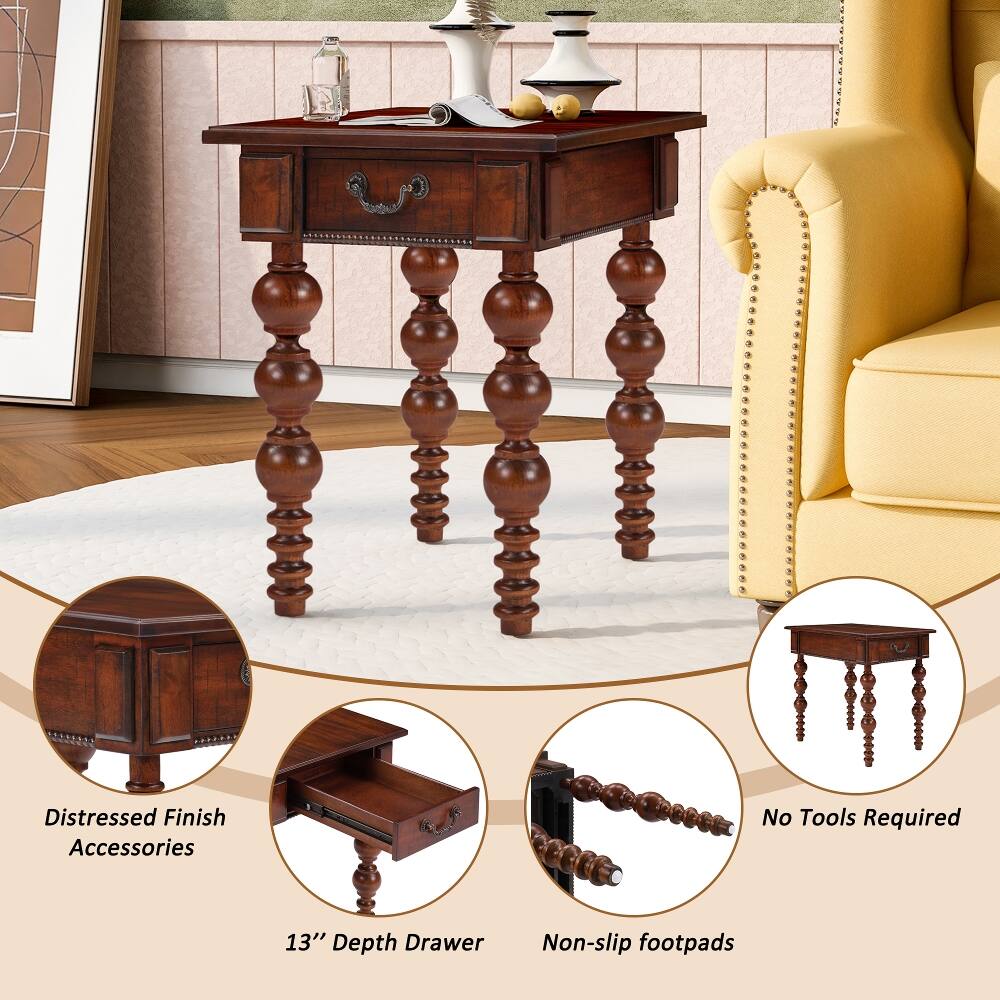 Distressed Finish Accessories  
No Tools Required  
13" Depth Drawer  
Non-slip footpads