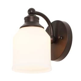 Jonathan Y - Lydia 5.13" 1-Light Farmhouse Cottage Metal LED Vanity Light with Frosted Glass Shade, Oil Rubbed Bronze - Oil-Rubbed Bronze