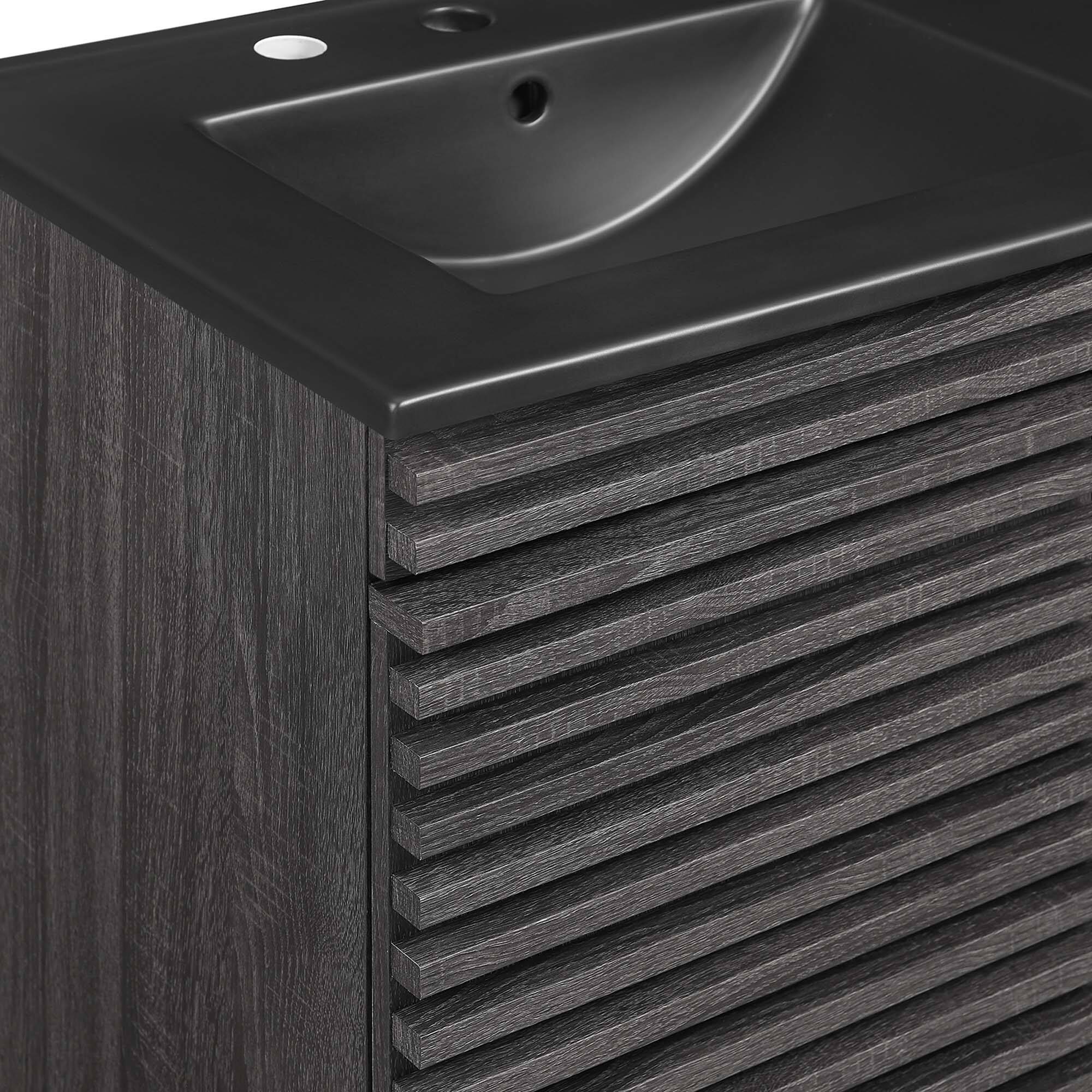 Alt View 7. Modway - Render 48" Wall-Mount Bathroom Vanity Basin Included by Modway - Charcoal Black.