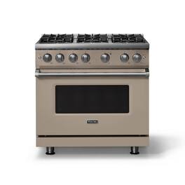 Viking - 36"W. 5.1 Cu. Ft. Freestanding Manual Clean Sealed 6 Burner Gas Convection Range - Nantucket - Nantucket