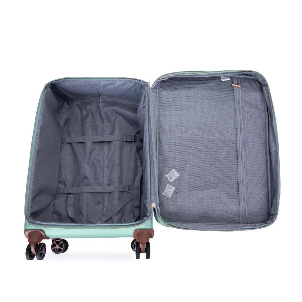 Back. BreeBe - Softshell Suitcase Spinner Wheels Terylene Luggage Set Green 4-Piece Lightweight Durable - Green.