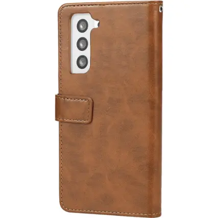 Left. SaharaCase - Folio Wallet Case for Samsung Galaxy S23 - Brown.