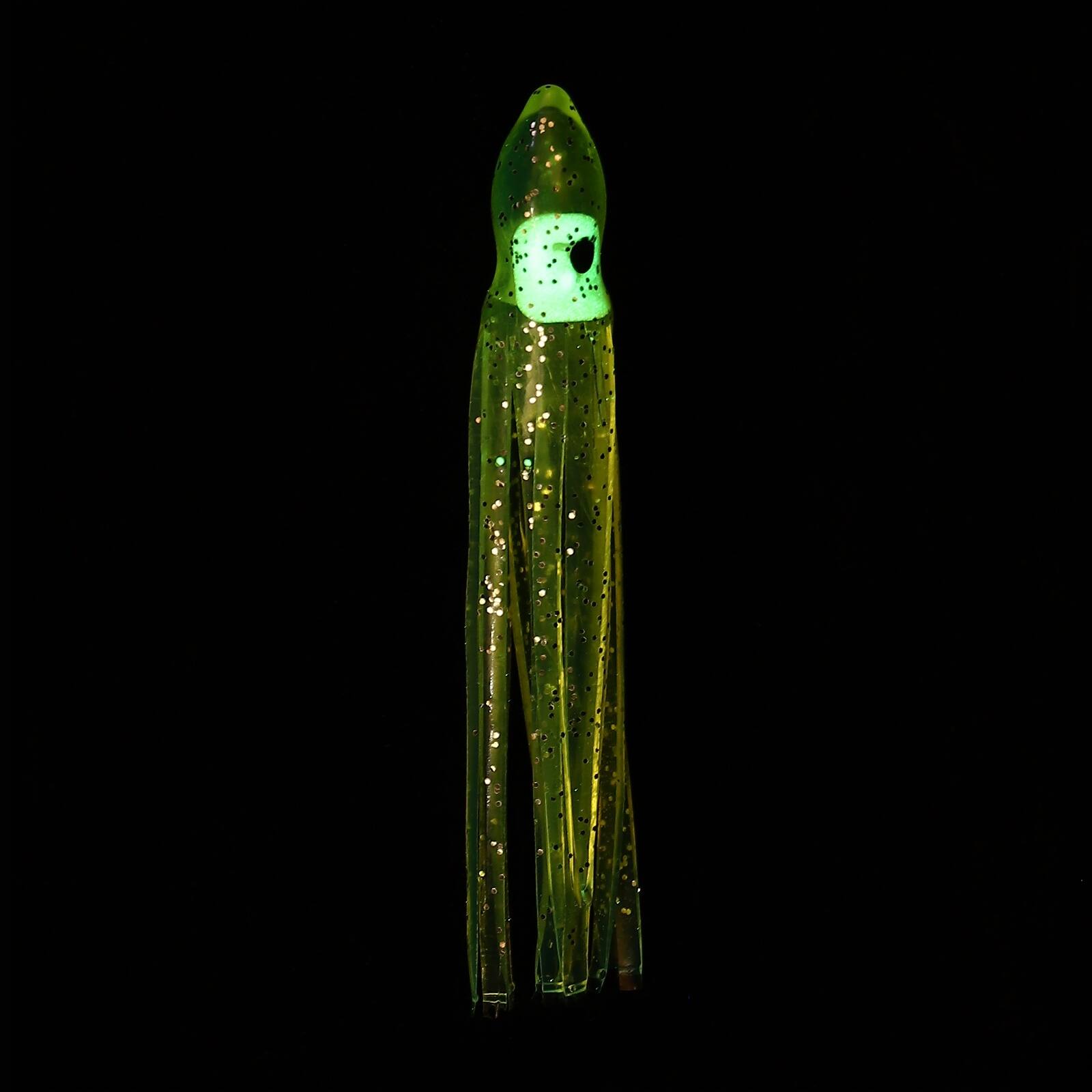 Alt View 3. Unique Bargains - Fishing Squid Skirts Glow Soft Plastic Trolling Lures Luminous 3.5 x 0.4 Inch 10pcs for Bass/Trout/Salmon - Fluorescent Yellow.