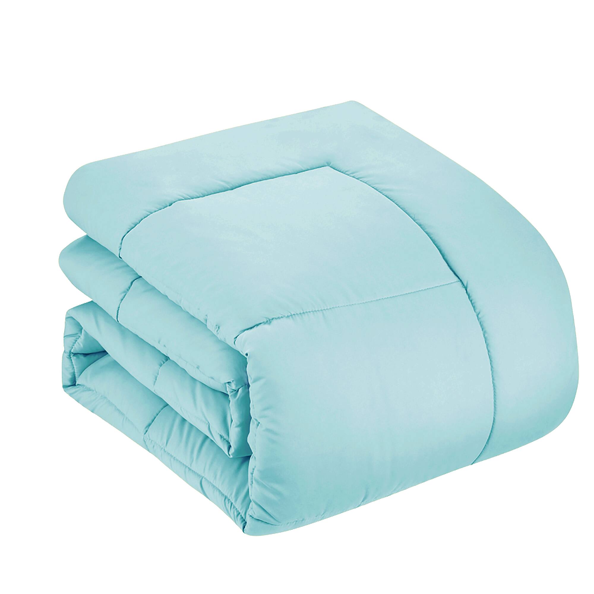 Left. Sweet Home Collection - Down Alternative Reversible All Season Solid Comforter, Queen - Light Blue.