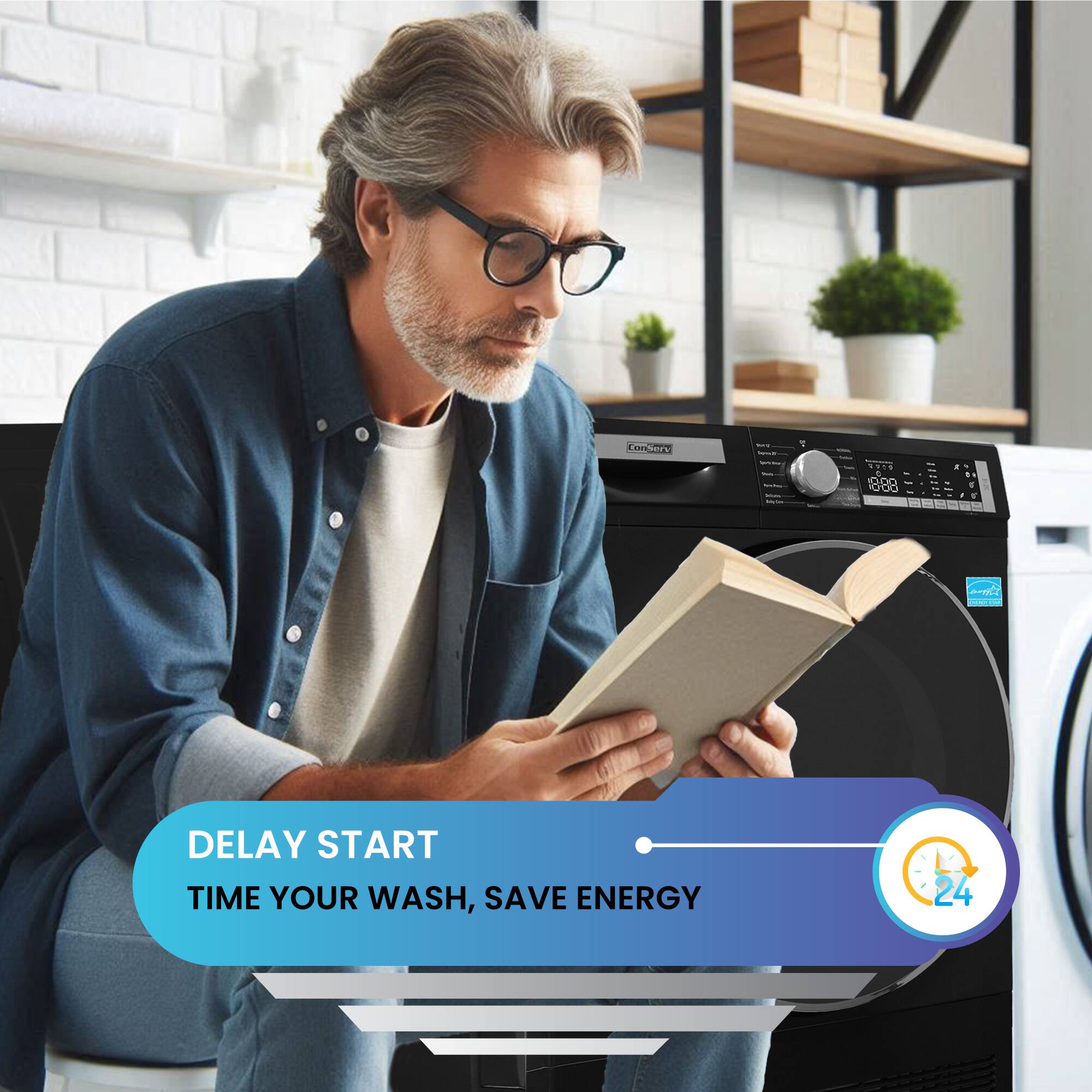 DELAY START  
TIME YOUR WASH, SAVE ENERGY  
24
