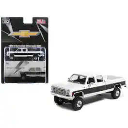 1978 Chevrolet Silverado K30 Crew Cab Pickup Truck White and Black 1/64 Diecast Model Car by IXO Models