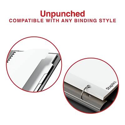 Unpunched  
COMPATIBLE WITH ANY BINDING STYLE  

Staples