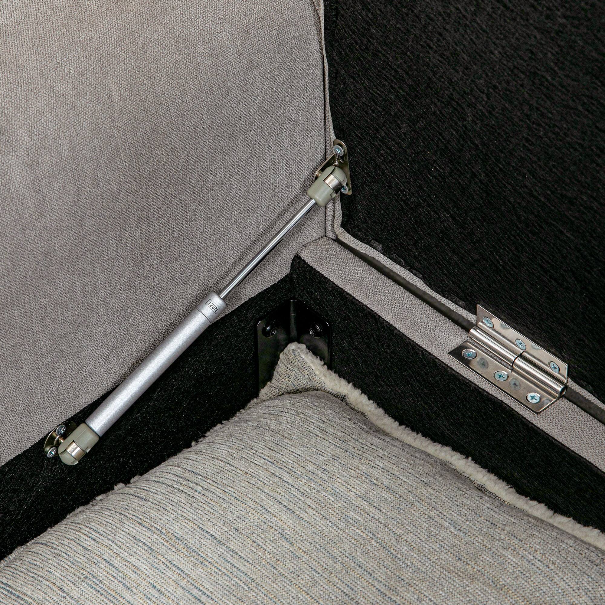 Alt View 7. Homcom - 50"  Ottoman Bench: Rolled Arms Button-Tufted Storage Safety Hinges Living Room - Cream White.