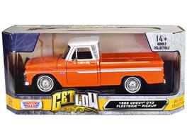 Motormax - 1966 Chevrolet C10 Fleetside Pickup Truck Lowrider with White Top "Get Low" Series 1/24 - Orange Metallic