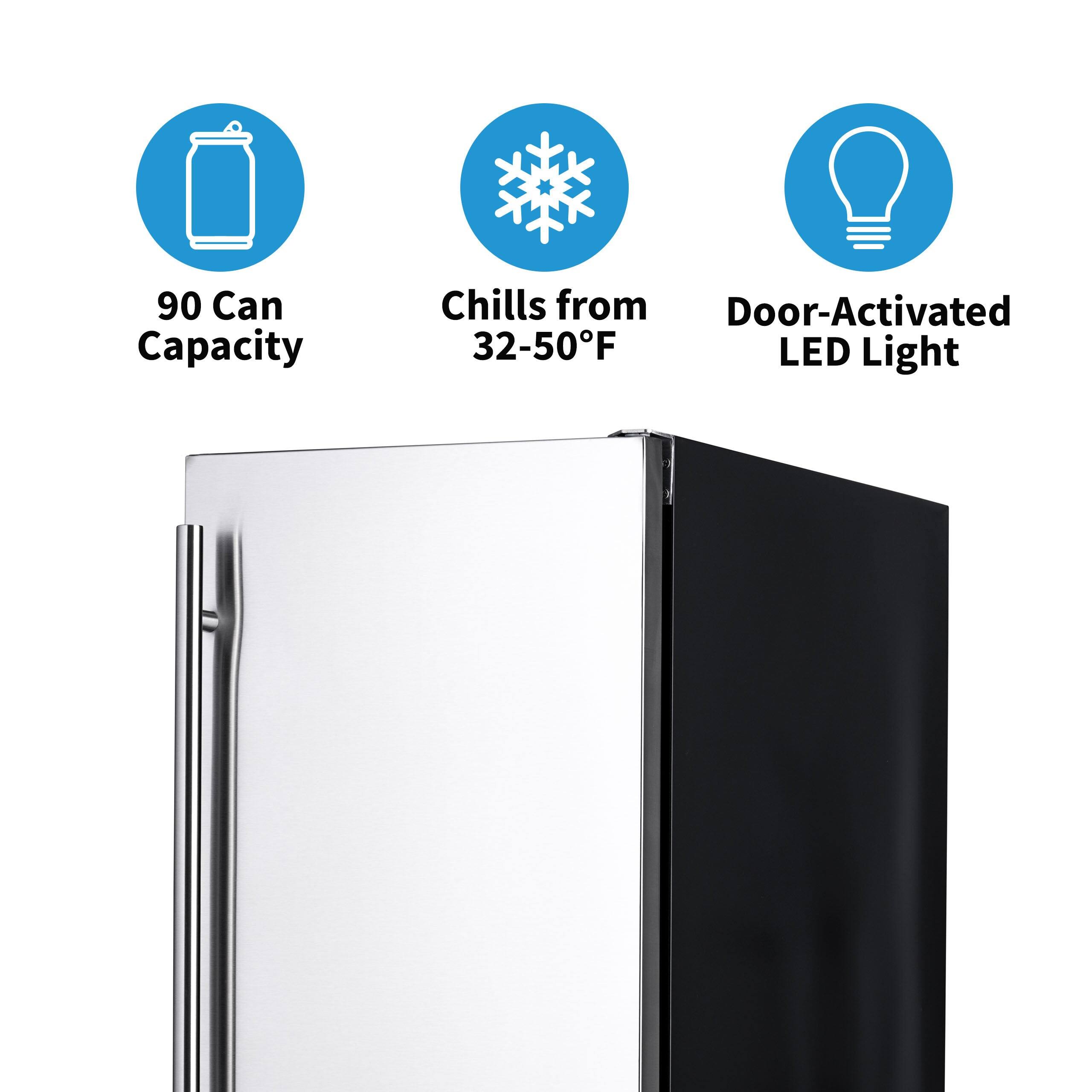 90 Can Capacity  
Chills from 32-50°F  
Door-Activated LED Light
