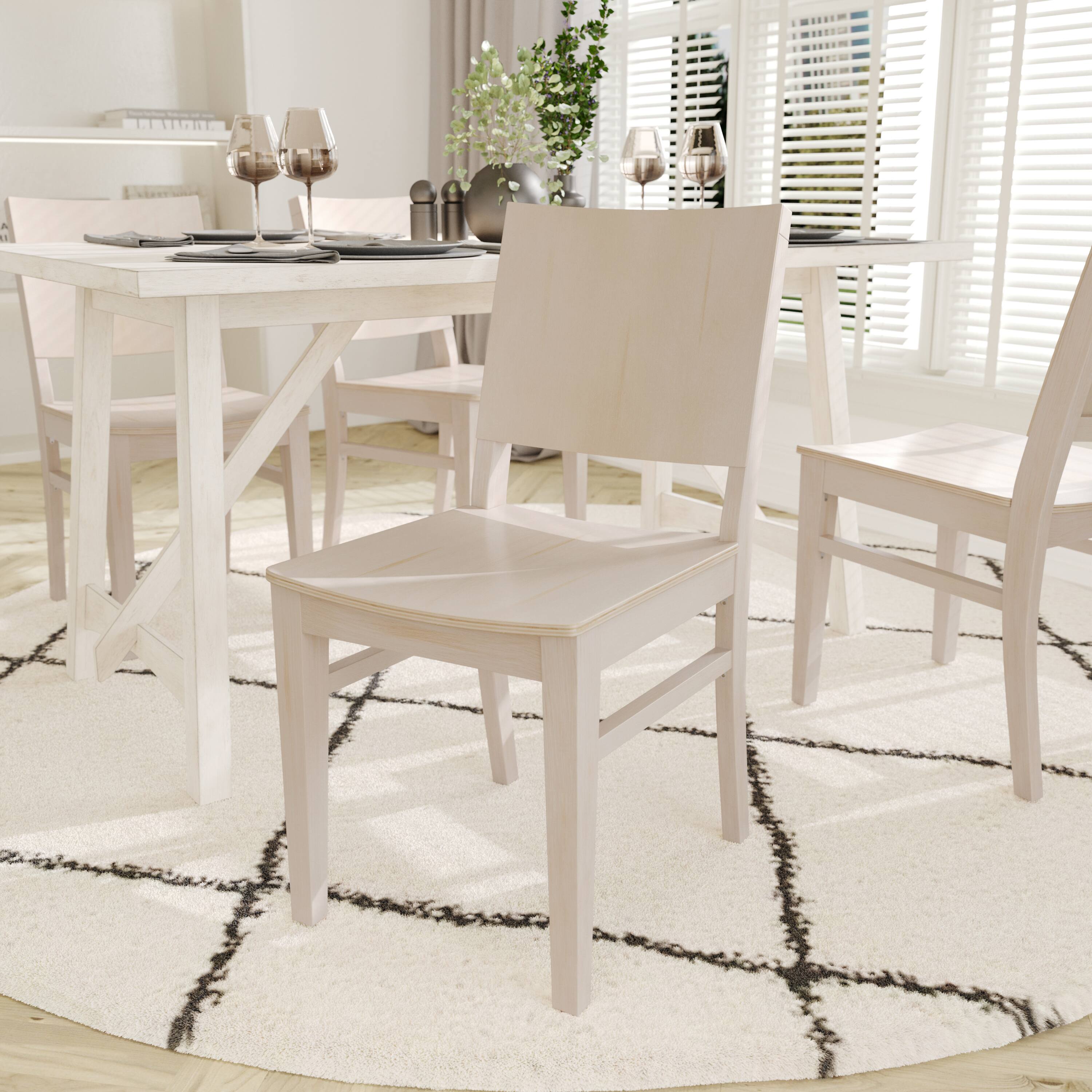 Alt View 1. Emma + Oliver - Spencer Dining Chair with Curved Backrest and Solid Wood Construction - Antique White.