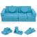 Front. Costway - Costway 14 PCS Modular Kids Play Couch Child Sectional Sofa Toddler Soft Playset - Blue.