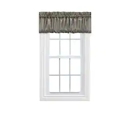 Ellis Curtain - Ellis Stacey 1.5" Rod Pocket High Quality Fabric Solid Color Window Balloon Valance 60"x15" Grey - Gray