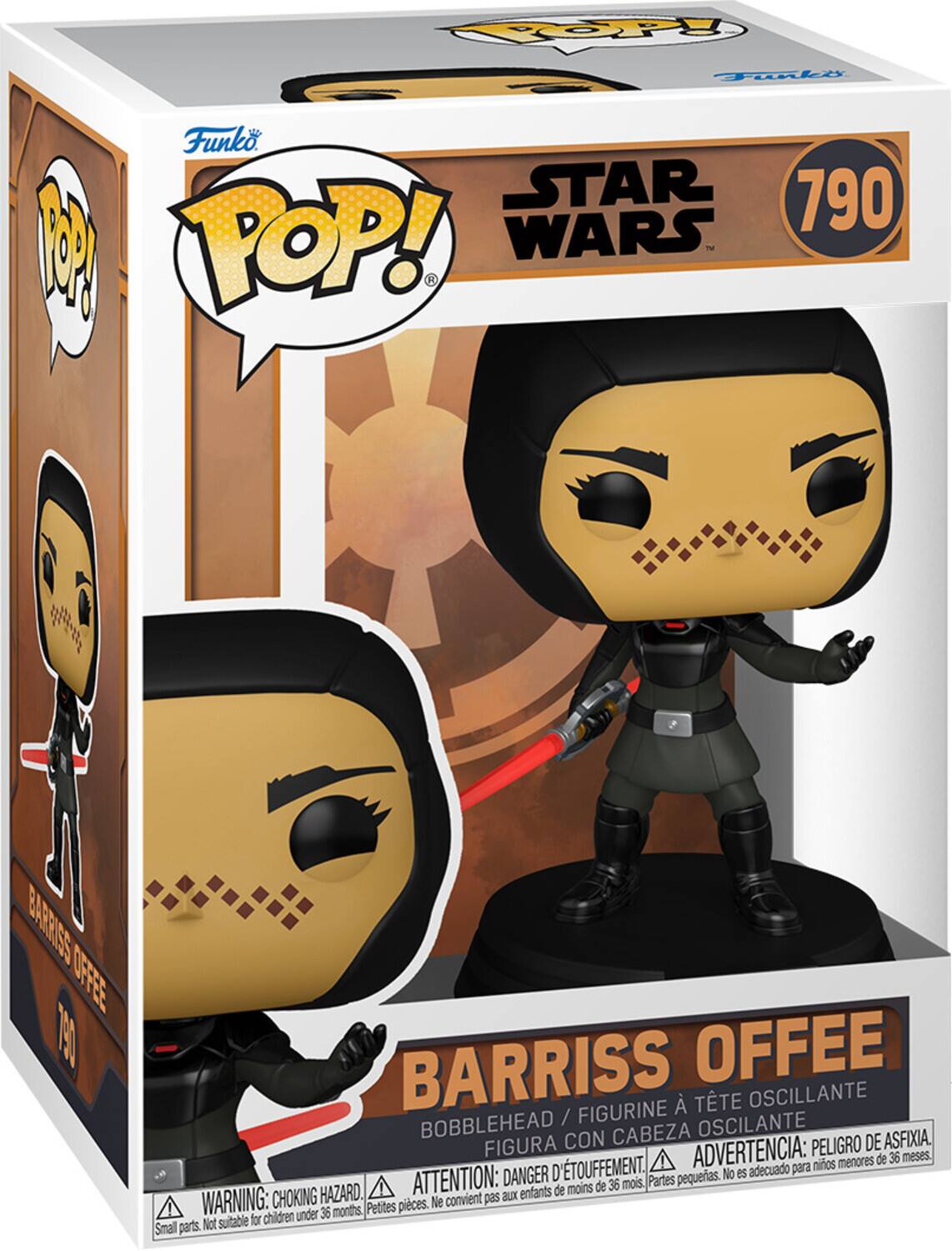 **Funko POP!**

**STAR WARS**

**790**

**BARRISS OFFEE**

**BOBBLEHEAD / FIGURINE À TÊTE OSCILLANTE / FIGURA CON CABEZA OSCILANTE**

**WARNING: CHOKING HAZARD. Small parts. Not suitable for children under 36 months.**

**ATTENTION: DANGER D'ÉTOUFFEMENT. Petites pièces. Ne convient pas aux enfants de moins de 36 mois.**

**ADVERTENCIA: PELIGRO DE ASFIXIA. Partes pequeñas. No es adecuado para niños menores de 36 meses.**