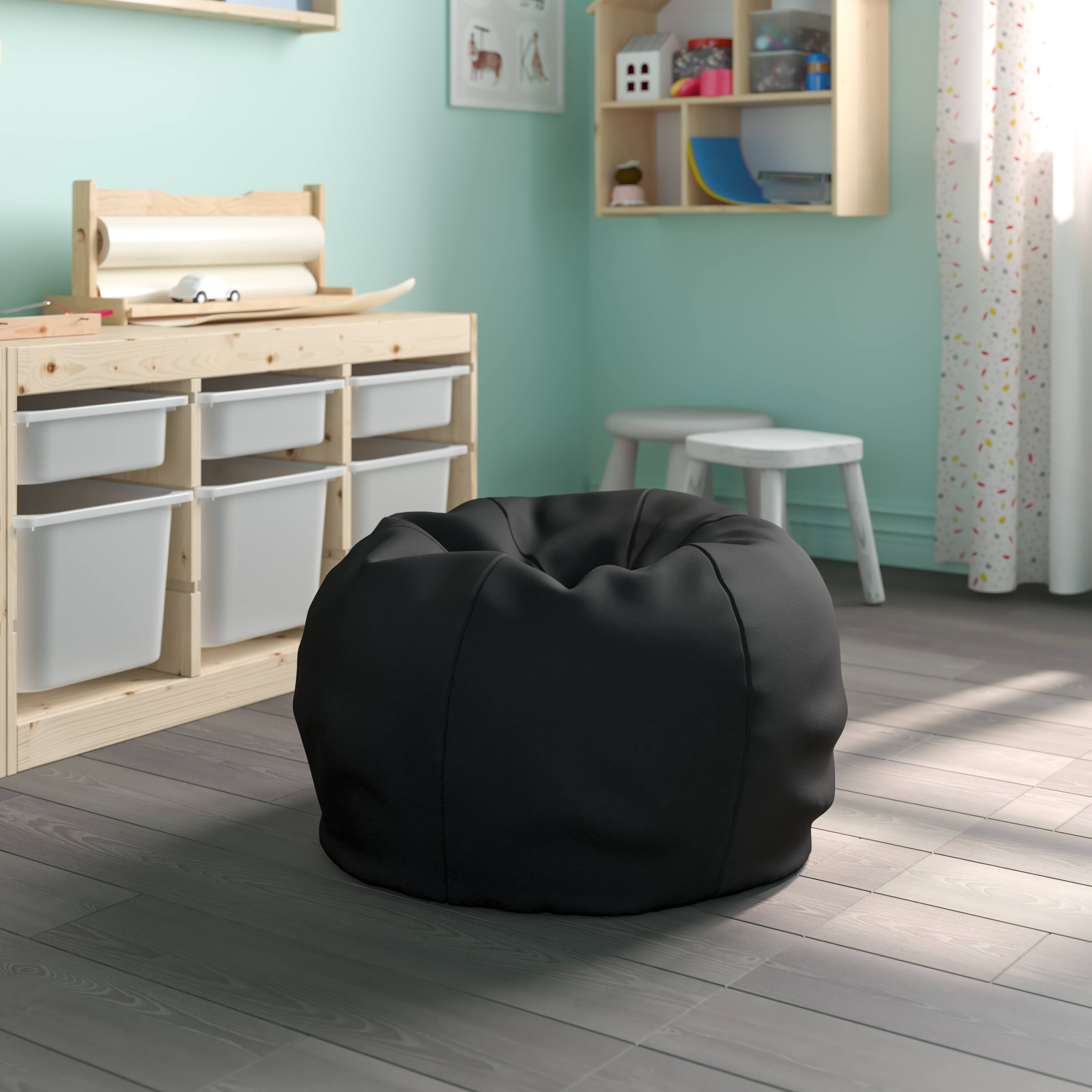 Alt View 1. Emma + Oliver - Small Bean Bag Chair for Kids and Teens - Black.
