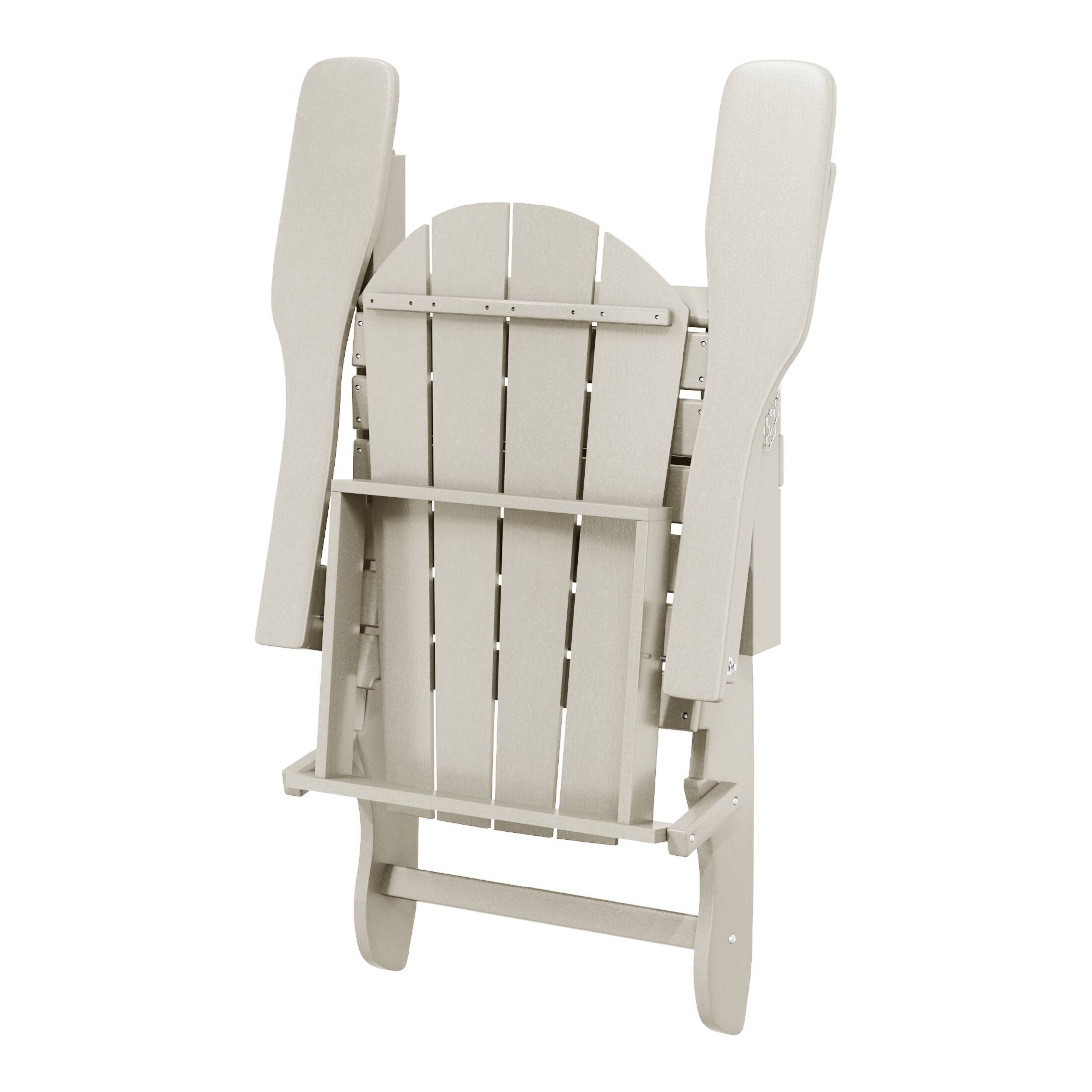 Alt View 4. WestinTrends - WestinTrends Malibu Outdoor HDPE Folding Poly Adirondack Chairs (Set of 2) - Sand.
